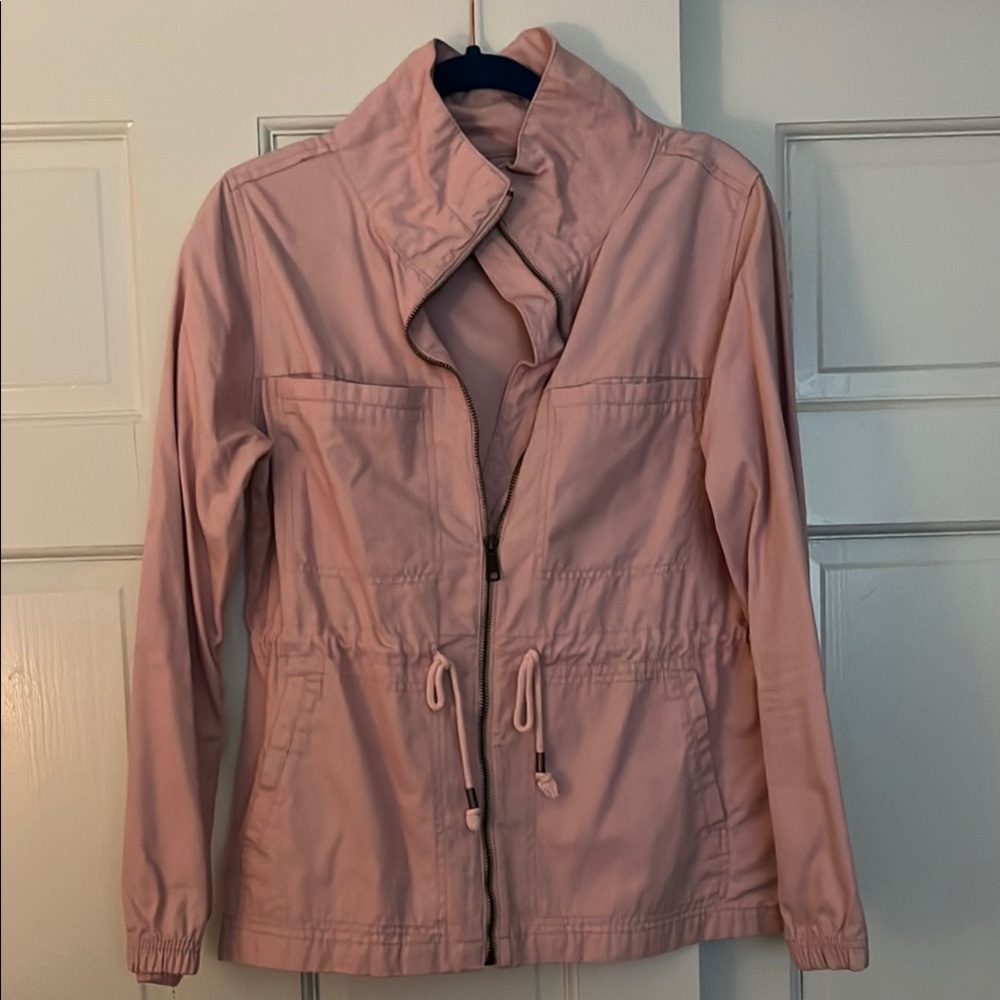 Old Navy Pink Utility Jacket with Stand-Up Collar and Cinched Waist